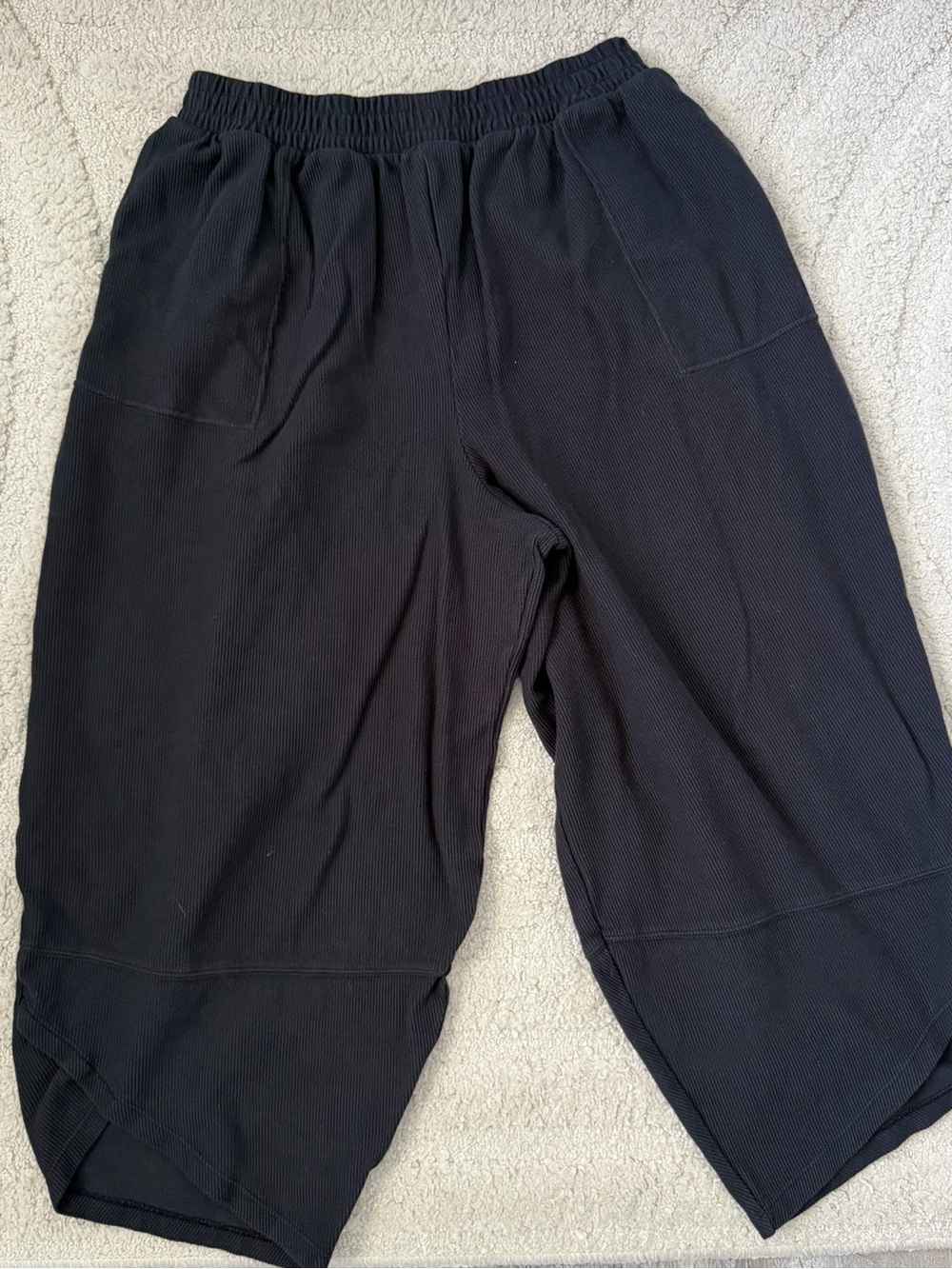 FP Beach Black Elastic-Waist Wide Leg Bottoms